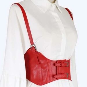 Bohemian Woman's Retro Suspenders Harness Belt Red